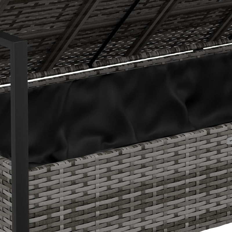 vidaXL 2-Seater Garden Bench with Cushions Black Poly Rattan