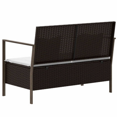 vidaXL 2-Seater Garden Bench with Cushions Black Poly Rattan