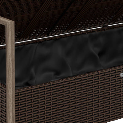 vidaXL 2-Seater Garden Bench with Cushions Black Poly Rattan