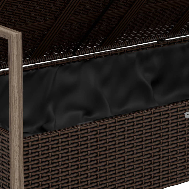 vidaXL 2-Seater Garden Bench with Cushions Black Poly Rattan