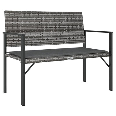 vidaXL 2-Seater Garden Bench with Cushion Black Poly Rattan