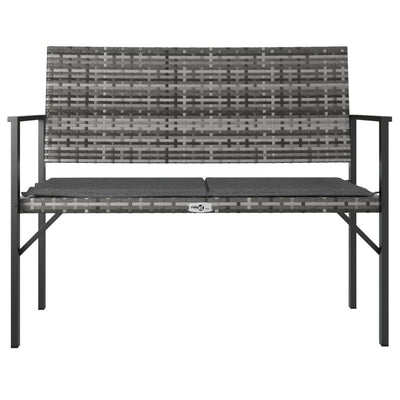 vidaXL 2-Seater Garden Bench with Cushion Black Poly Rattan