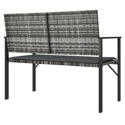 vidaXL 2-Seater Garden Bench with Cushion Black Poly Rattan