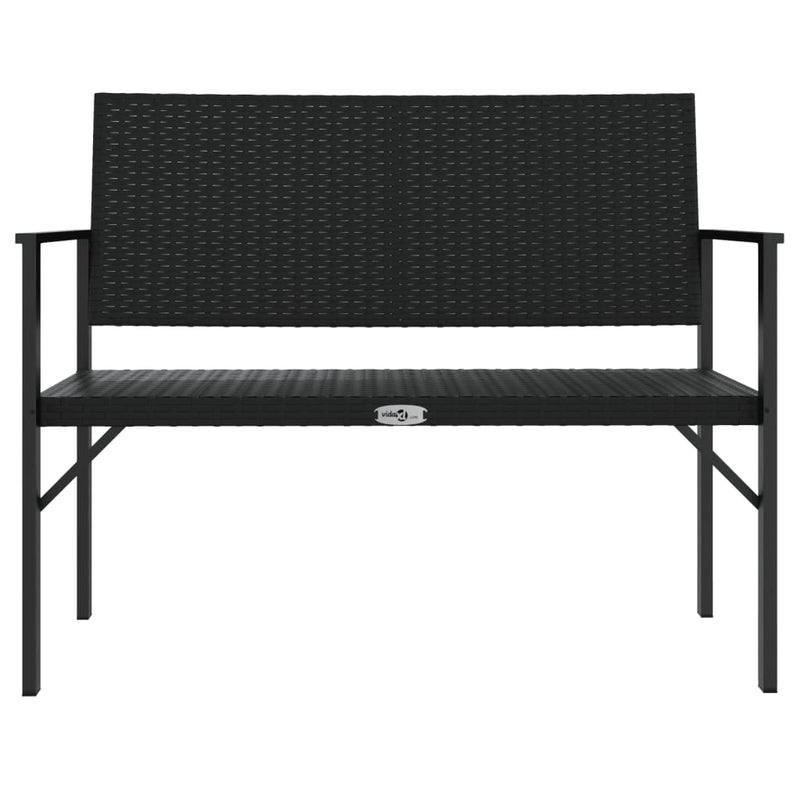 vidaXL 2-Seater Garden Bench Black Poly Rattan