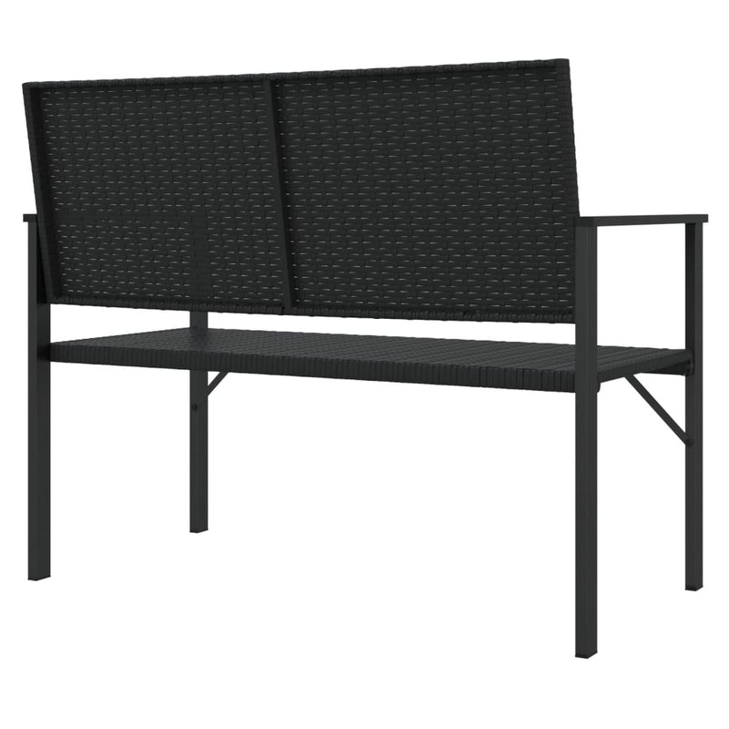 vidaXL 2-Seater Garden Bench Black Poly Rattan