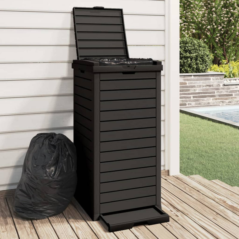 vidaXL Outdoor Garbage Bin Black 41x41x86 cm Polypropylene