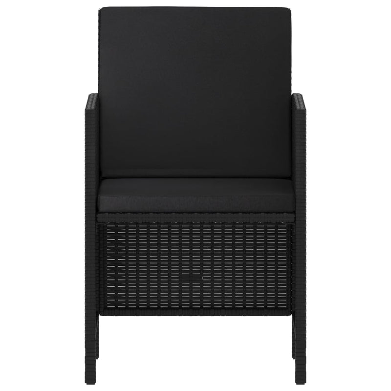 vidaXL 6 Piece Garden Dining Set with Cushions Black Poly Rattan