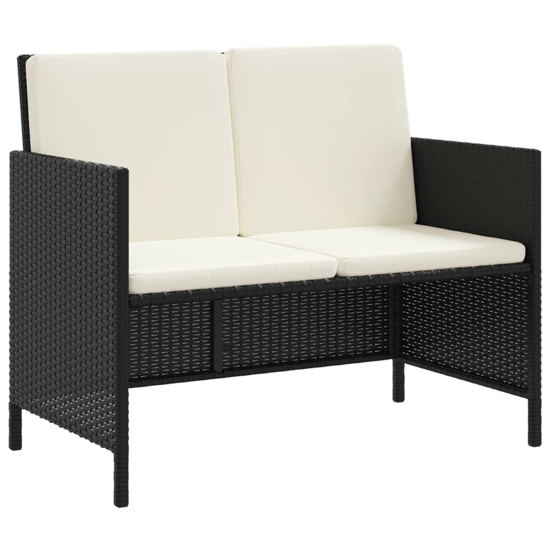 vidaXL 6 Piece Garden Dining Set with Cushions Black Poly Rattan