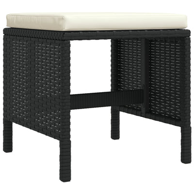 vidaXL 6 Piece Garden Dining Set with Cushions Black Poly Rattan