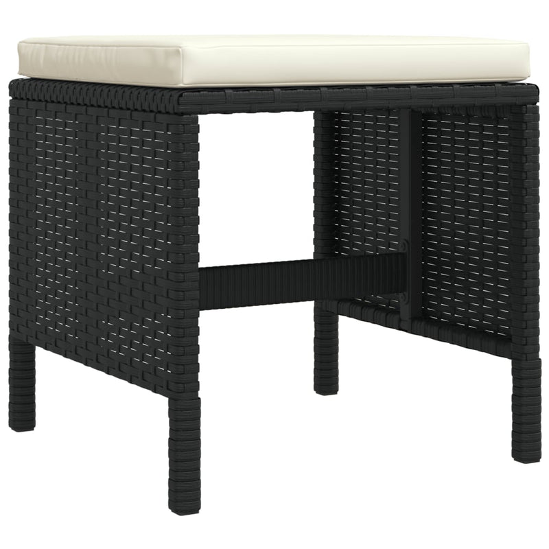 vidaXL 6 Piece Garden Dining Set with Cushions Black Poly Rattan