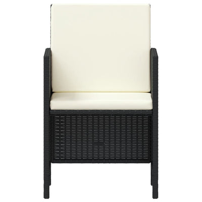 vidaXL 6 Piece Garden Dining Set with Cushions Black Poly Rattan