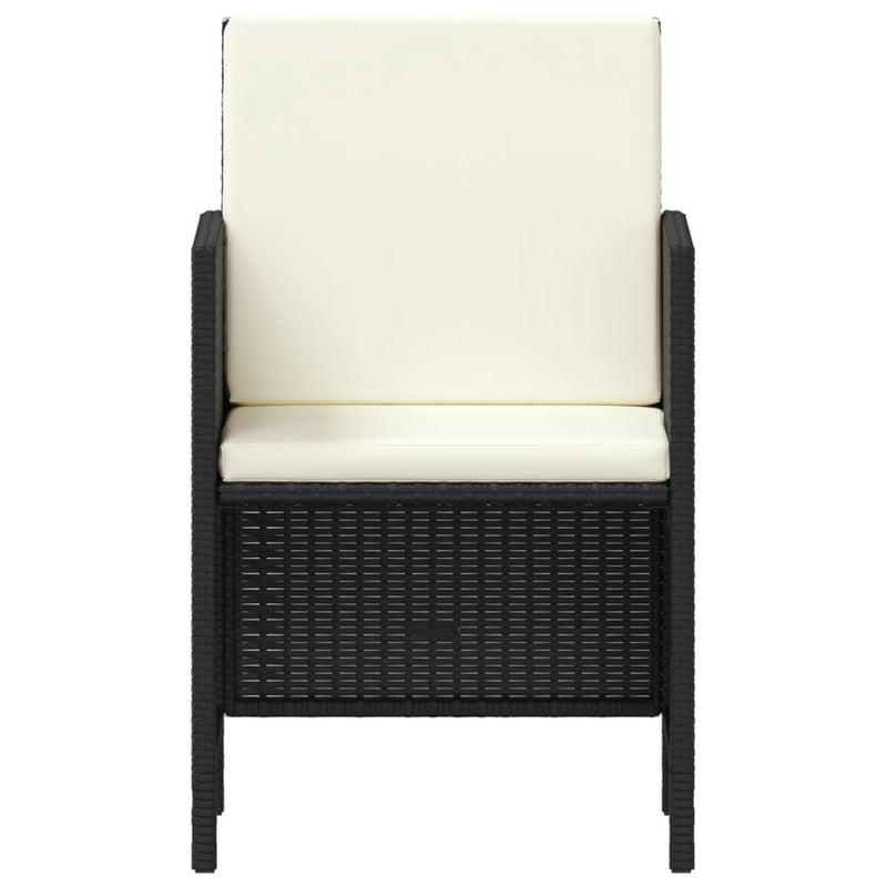 vidaXL 6 Piece Garden Dining Set with Cushions Black Poly Rattan