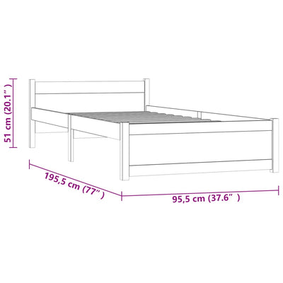 vidaXL Bed Frame 92x187 cm Single Solid Wood