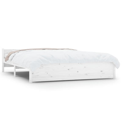 vidaXL Bed Frame White 153x203 cm Queen Solid Wood