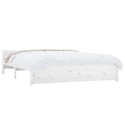 vidaXL Bed Frame White 153x203 cm Queen Solid Wood