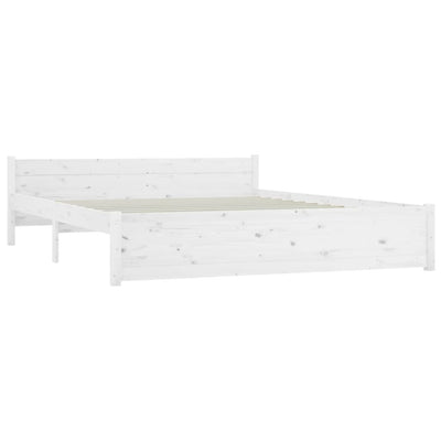 vidaXL Bed Frame White 153x203 cm Queen Solid Wood