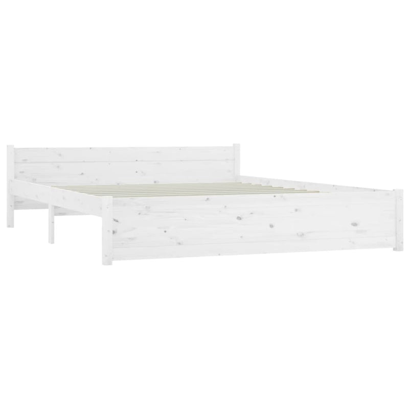 vidaXL Bed Frame White 153x203 cm Queen Solid Wood