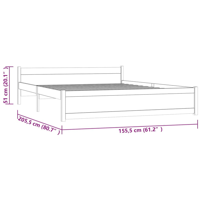vidaXL Bed Frame White 153x203 cm Queen Solid Wood