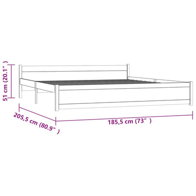 vidaXL Bed Frame 183x203 cm King Size Solid Wood