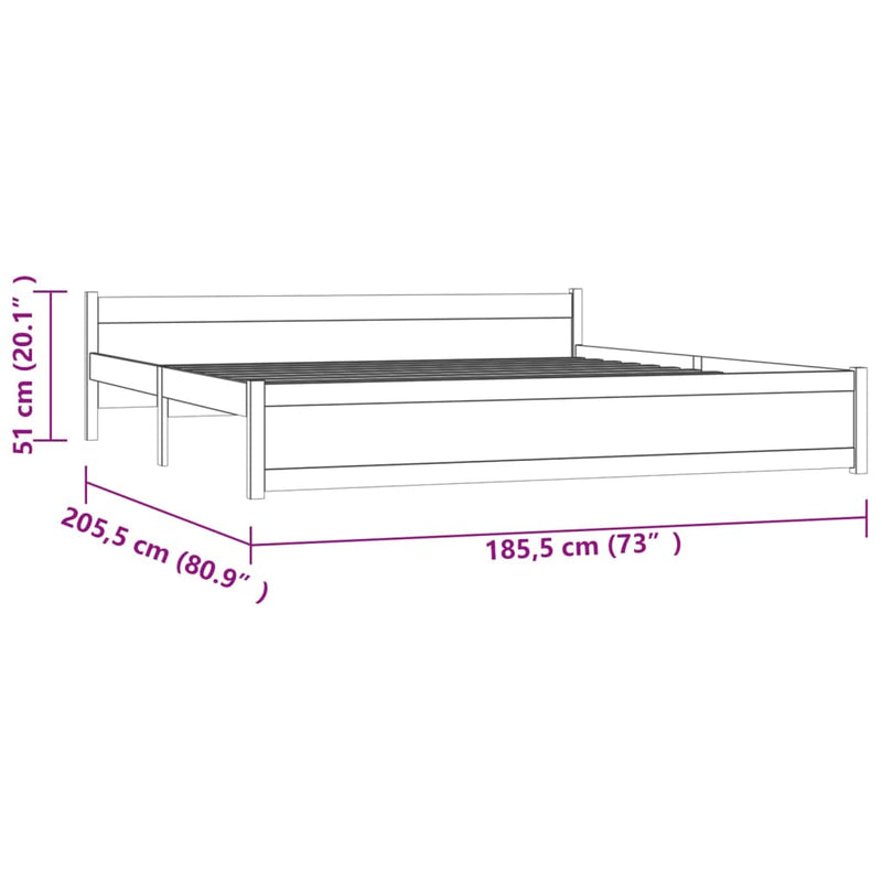 vidaXL Bed Frame 183x203 cm King Size Solid Wood