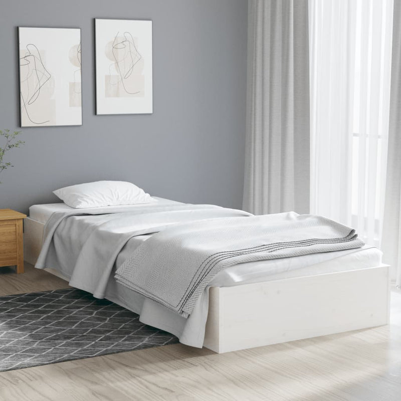 vidaXL Bed Frame White 92x187 cm Single Solid Wood