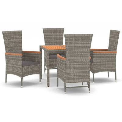 vidaXL 7 Piece Garden Dining Set with Cushions Grey Poly Rattan