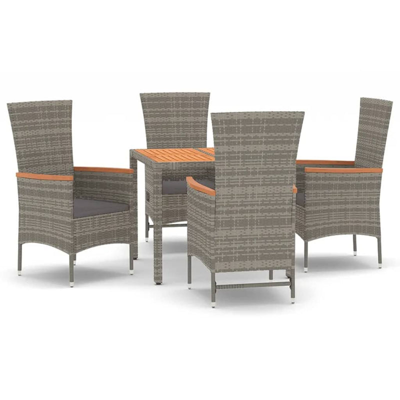 vidaXL 7 Piece Garden Dining Set with Cushions Grey Poly Rattan
