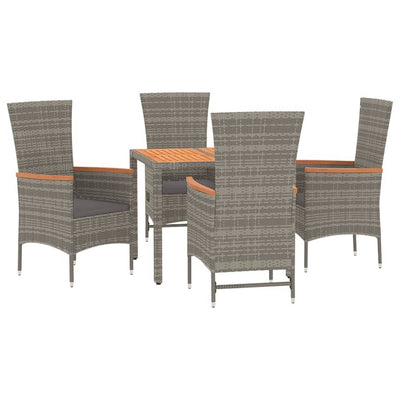 vidaXL 7 Piece Garden Dining Set with Cushions Grey Poly Rattan