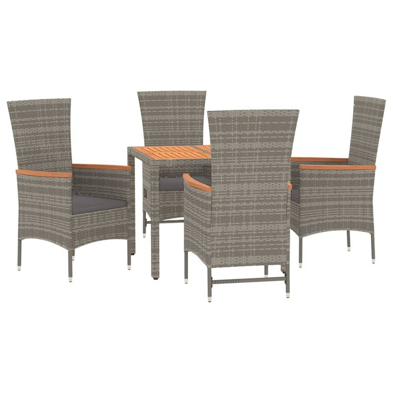 vidaXL 7 Piece Garden Dining Set with Cushions Grey Poly Rattan