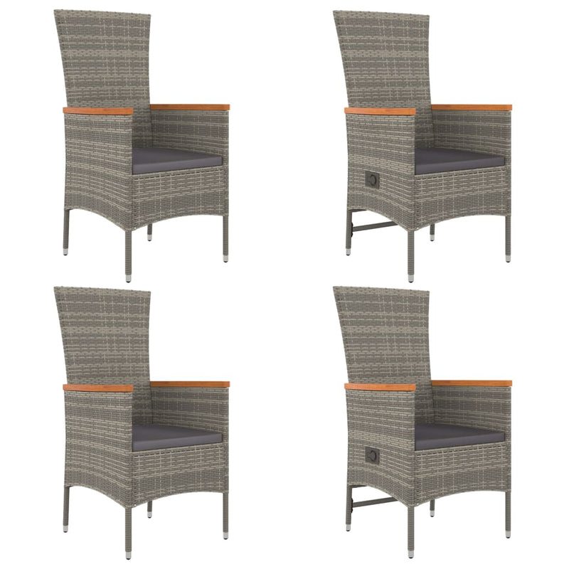 vidaXL 7 Piece Garden Dining Set with Cushions Grey Poly Rattan