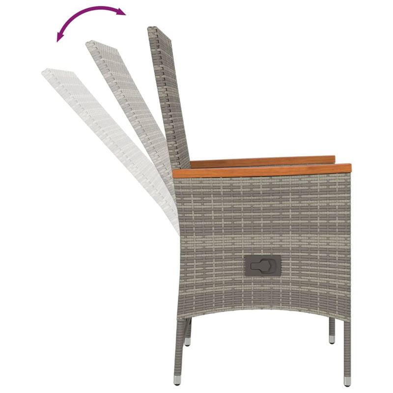 vidaXL 7 Piece Garden Dining Set with Cushions Grey Poly Rattan