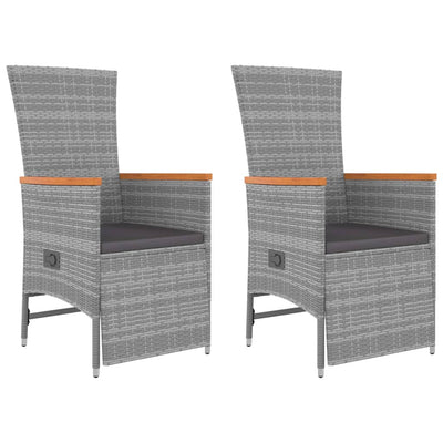 vidaXL 3 Piece Garden Lounge Set Grey Poly Rattan&Solid Wood Acacia