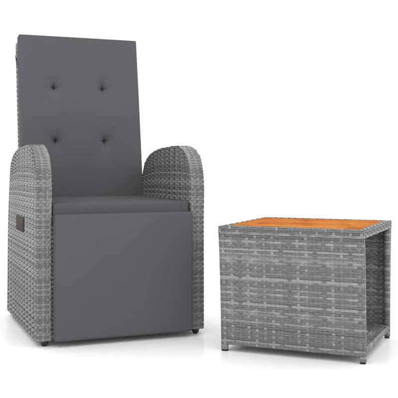 vidaXL 2 Piece Garden Lounge Set Grey Poly Rattan&Solid Wood Acacia