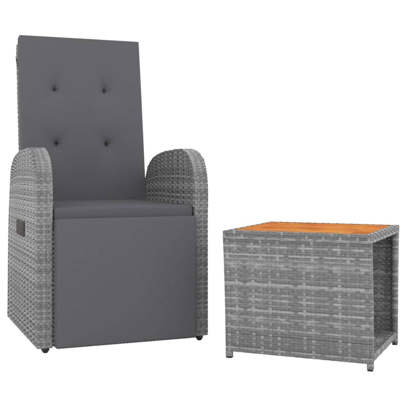 vidaXL 2 Piece Garden Lounge Set Grey Poly Rattan&Solid Wood Acacia