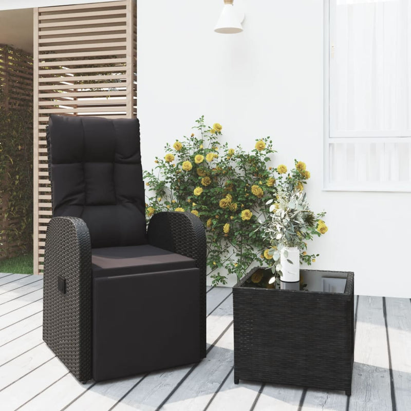 vidaXL 2 Piece Garden Lounge Set Black Poly Rattan&Steel