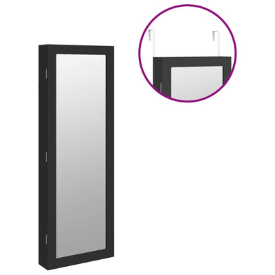 vidaXL Mirror Jewellery Cabinet Wall Mounted Black 37.5x10x106 cm