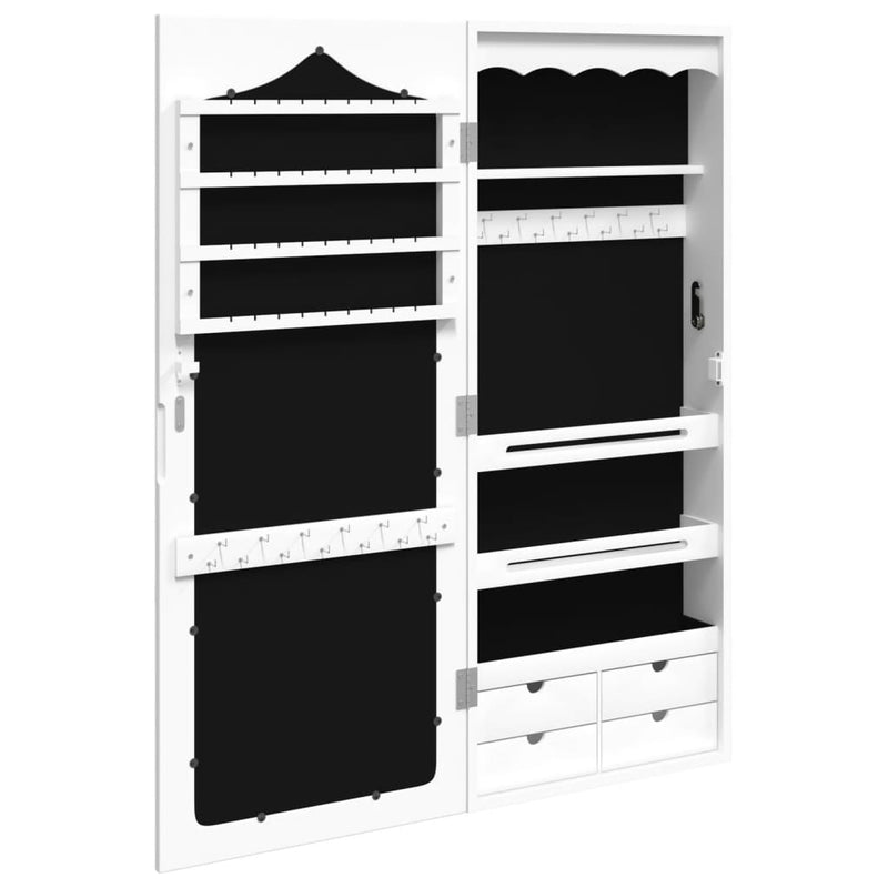 vidaXL Mirror Jewellery Cabinet Wall Mounted White 37.5x10x90 cm