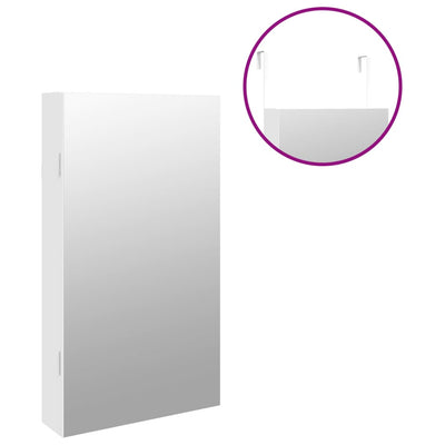 vidaXL Mirror Jewellery Cabinet with LED Lights Wall Mounted White
