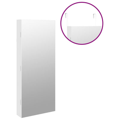 vidaXL Mirror Jewellery Cabinet with LED Lights Wall Mounted White