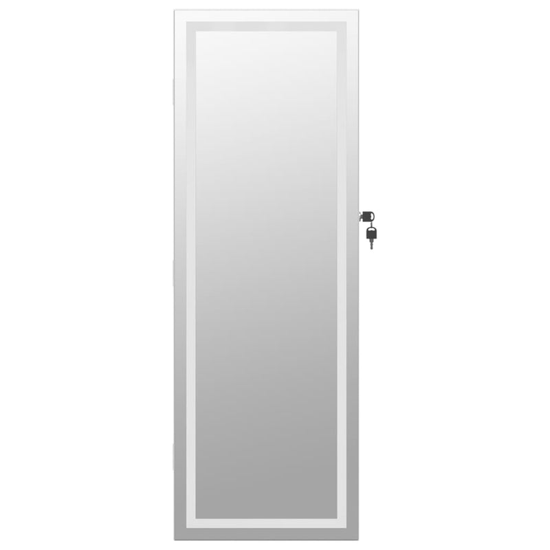 vidaXL Mirror Jewellery Cabinet with LED Lights Wall Mounted White