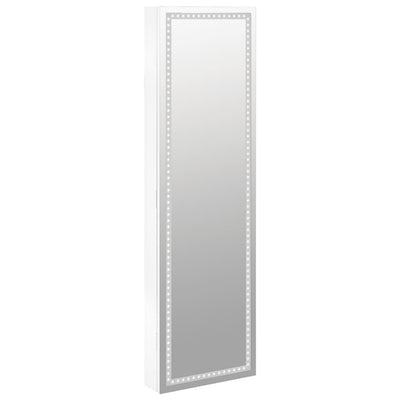 vidaXL Mirror Jewellery Cabinet with LED Lights Wall Mounted White