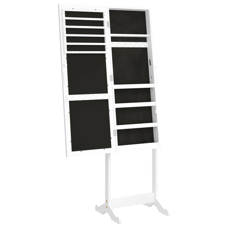 vidaXL Mirror Jewellery Cabinet Free Standing White 42x38x152 cm