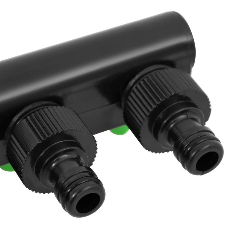 vidaXL 4-Way Tap Adaptor Green and Black 19.5x6x11 cm ABS & PP