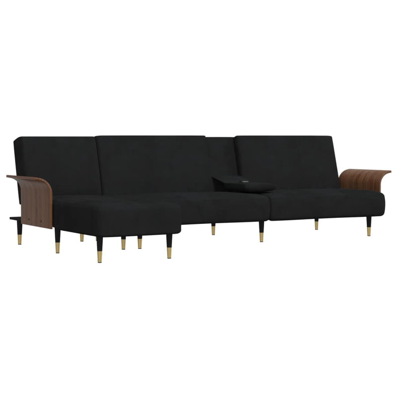 vidaXL L-shaped Sofa Black 279x140x70 cm Velvet