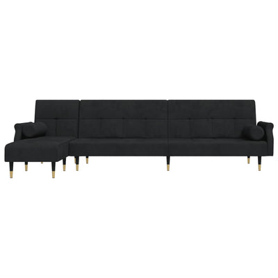vidaXL L-shaped Sofa Bed Black 271x140x70 cm Velvet