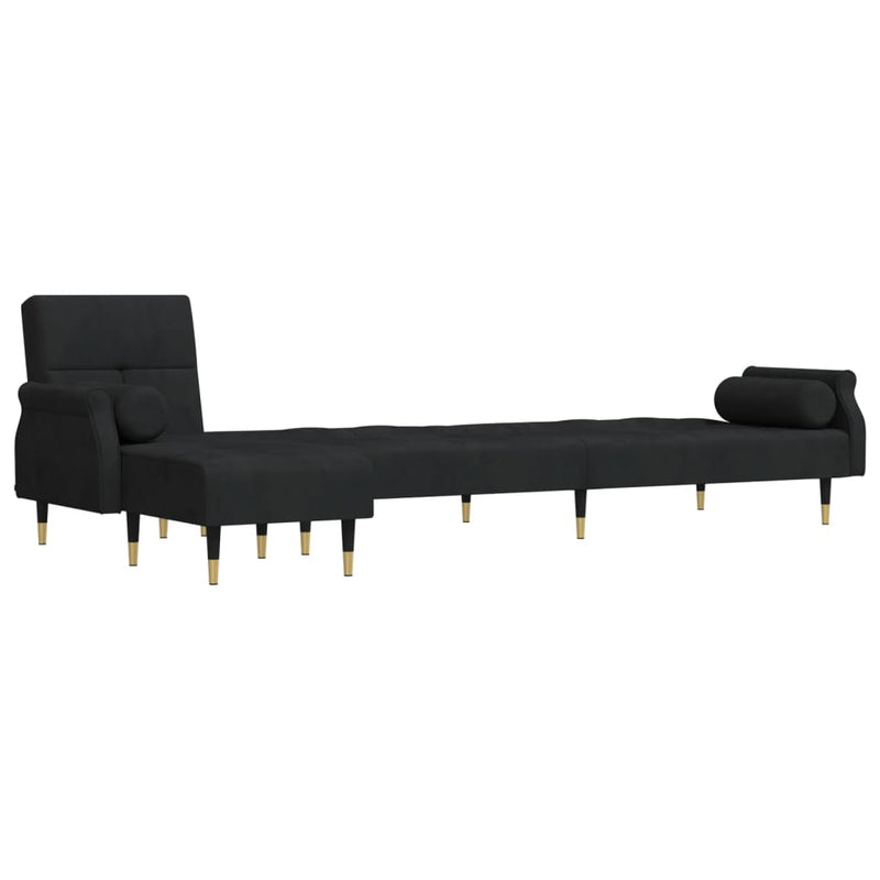 vidaXL L-shaped Sofa Bed Black 271x140x70 cm Velvet
