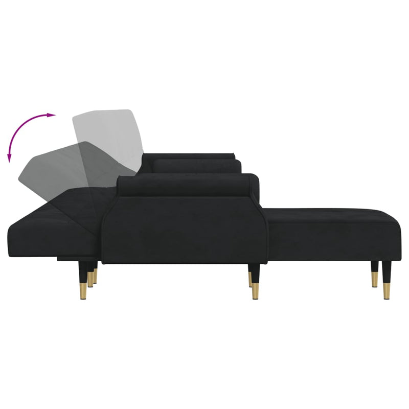 vidaXL L-shaped Sofa Bed Black 271x140x70 cm Velvet