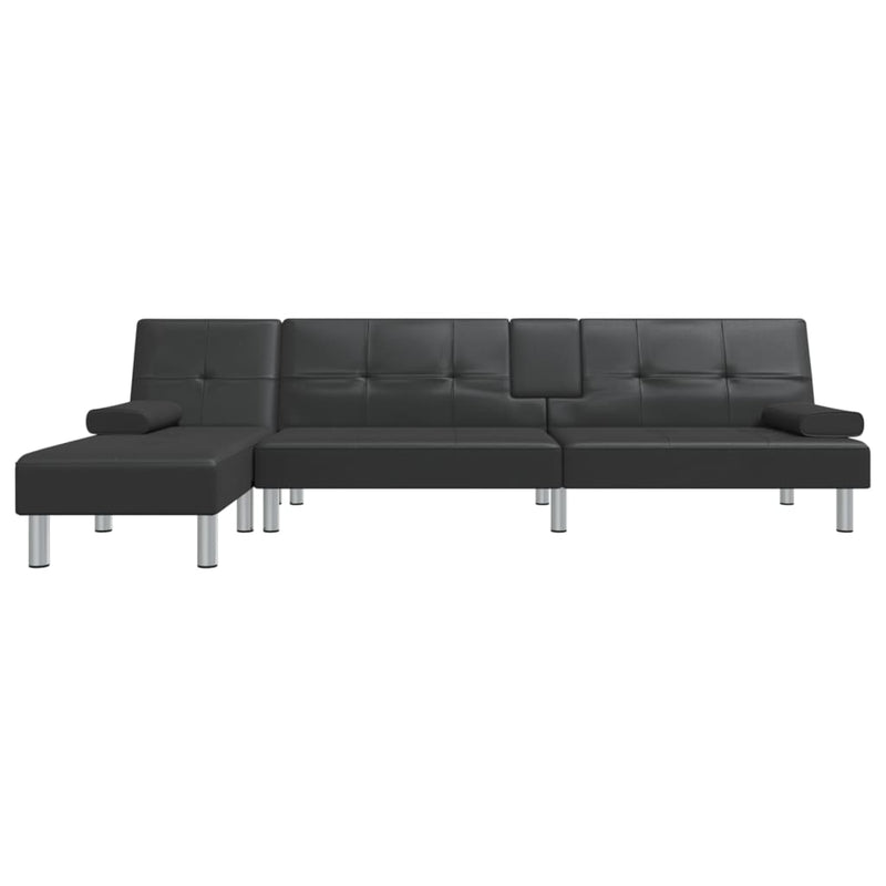 vidaXL L-shaped Sofa Bed Black 255x140x70 cm Faux Leather