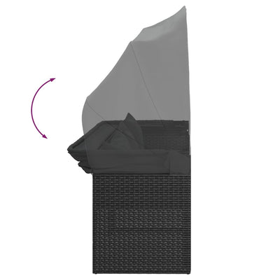 vidaXL 4 Piece Garden Sofa Set with Cushions Black Poly Rattan