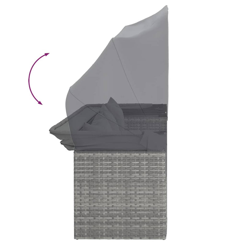 vidaXL 4 Piece Garden Sofa Set with Cushions Grey Poly Rattan